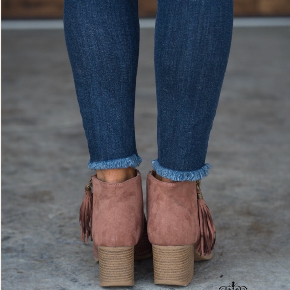 Chic Cinnamon Perforated Peep Toe Booties - Picture 2 of 7